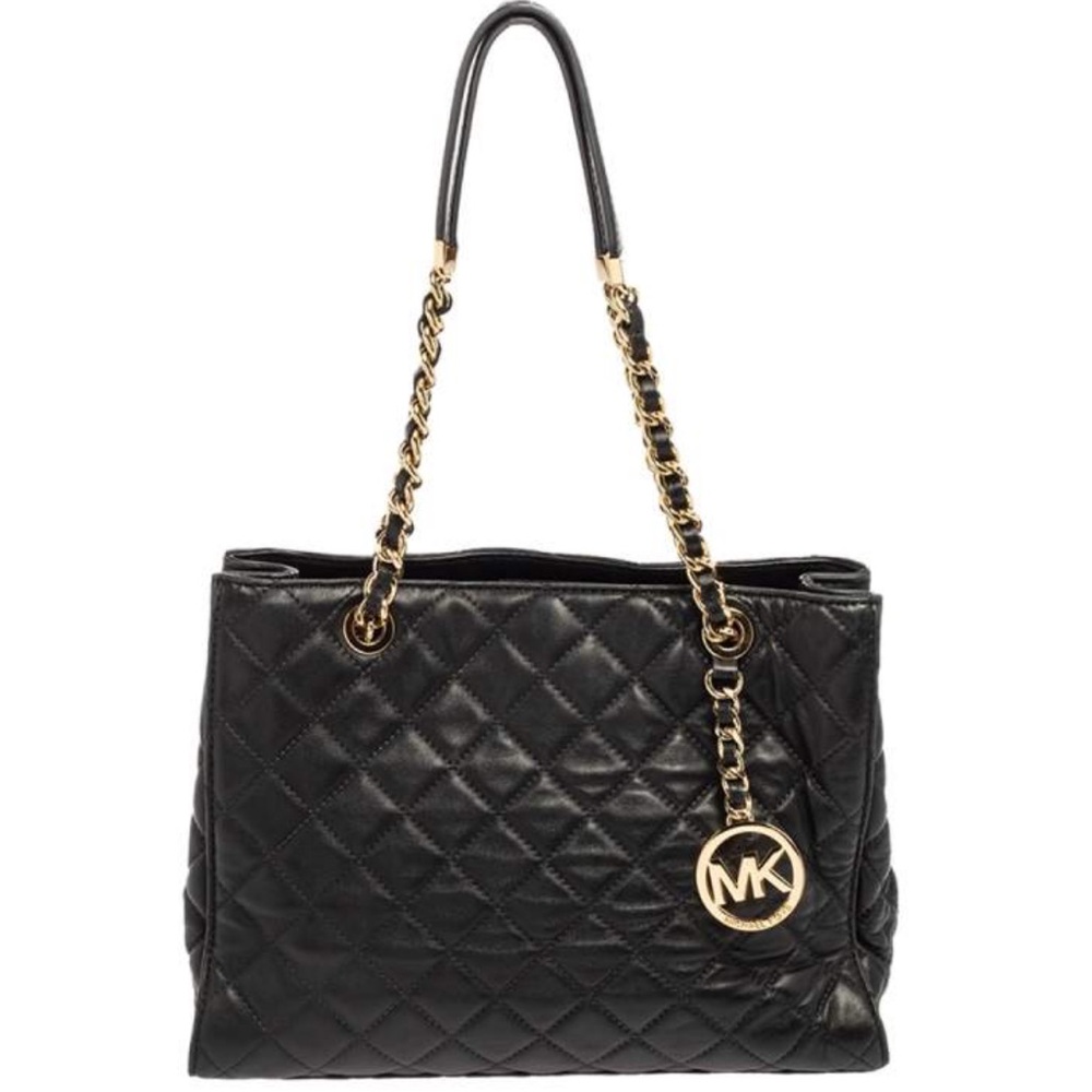 Michael Kors Black and Gold Quilted Tote